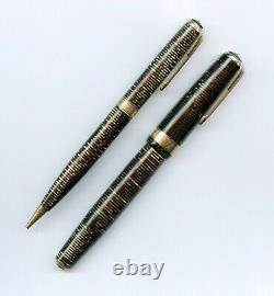 Parker Vacumatic Maxima Pen & Pencil Set, XF Two-Tone Flexible Nib, Gold/Brown