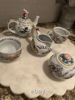 Paul Cardew Alice in Wonderland Cafe 1st Teapot Sugar Bowl Creamer Teacups Set
