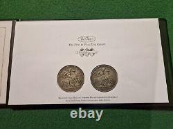 Penny Black & Two Pence Blue Stamp Set With Queen Victoria Silver Crown Coins