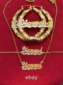 Personalized name bamboo earrings bracelet necklace set (3 inch bamboo)