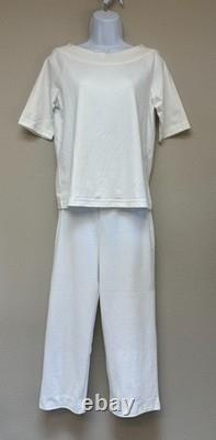 Peruvian Connection Pant Set Pima Cotton White Top is Med Pants are Small READ