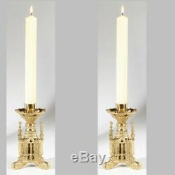Petrus Collection Brass Altar Short Candlesticks Set of Two