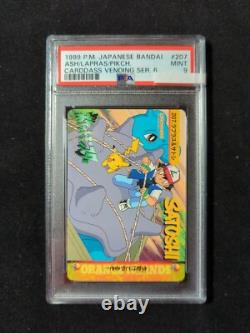 Pokemon Japanese Bandai Carddass Anime Collection #207 Ash Lapras Pikachu PSA 9