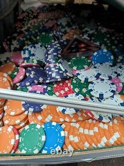 Poker table, chips and 4 chairs