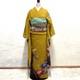 Pure Silk Long-sleeved Kimono Set, Crepe, Two Colors, Mustard Yellow, Matcha