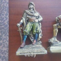 R. Beneduce Armor Bronze Pirate Bookends 1930s Two Different One Set BIN OBO FS