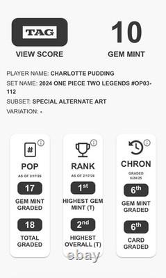 RANK #1! TAG 10 One Piece Charlotte Pudding (SP) OP03-112 Two Legends Foil RANK #1! TAG 10 One Piece Charlotte Pudding (SP) OP03-112 Two Legends Foil