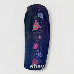 RARE Anne Crimmins for UMI Collections Sweater/Leather Skirt floral appliqué