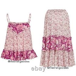 RARE! SPELL Winona Top Skirt Two Piece Set Pink Floral Berry Dress Sz XXS