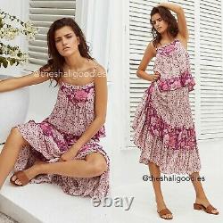 RARE! SPELL Winona Top Skirt Two Piece Set Pink Floral Berry Dress Sz XXS