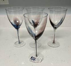 RARE! Set of 4 Mikasa Kya Blue And Purple Wine Glass Cased Stem 13.5 OZ New A