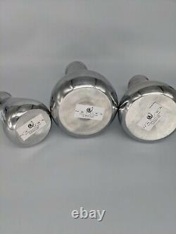 RARE Vintage Natura By Two's Company Set of 3 Cast Metal Flask Vases Hand Made