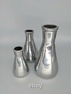 RARE Vintage Natura By Two's Company Set of 3 Cast Metal Flask Vases Hand Made