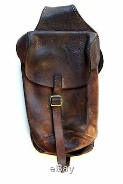 RARE WWI 1916 Marked German Cavalry Leather Set Rifle Holster Two Pouches Saddle