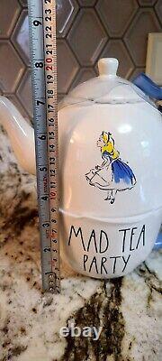 Rae Dunn Alice in Wonderland MAD TEA PARTY Teapot and Two Extra Tea Cups NEW