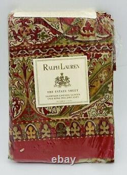 Ralph Lauren Randolph Red Two King Pillowcases Set Estate Home Collection NEW