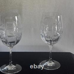Ralph Lauren Red Pagoda Crystal Wine Glasses Signed Clear Cut Stemware 7.5 Ralph Lauren Red Pagoda Crystal Wine Glasses Signed Clear Cut Stemware 7.5