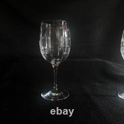 Ralph Lauren Red Pagoda Crystal Wine Glasses Signed Clear Cut Stemware 7.5