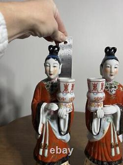 Rare! Andrea, By Sadek, Set Of Two Japanese Lady Candlestick Holders