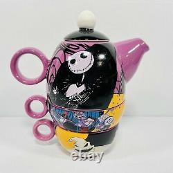 Rare Disney The Nightmare Before Christmas Tea For Two Teapot Set 2 Cups Mugs