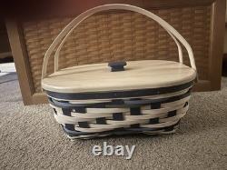 Rare Longaberger 2017 Hostess Blue SNOW DRIFT Basket + Prot + Lid Winter
