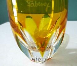 Rare Set of Two LAUSANNE by FABERGE Signed Amber Vodka Shot Glasses Cased Cut