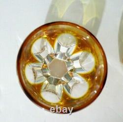 Rare Set of Two LAUSANNE by FABERGE Signed Amber Vodka Shot Glasses Cased Cut