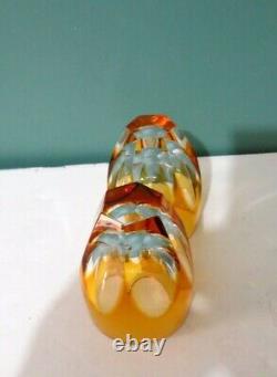 Rare Set of Two LAUSANNE by FABERGE Signed Amber Vodka Shot Glasses Cased Cut