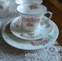 Rare Shelley Sheraton Blue 2323 Tea For Two Set with Dorothy Shape Cups 9 pieces