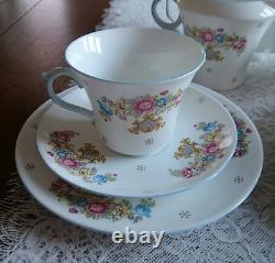 Rare Shelley Sheraton Blue 2323 Tea For Two Set with Dorothy Shape Cups 9 pieces