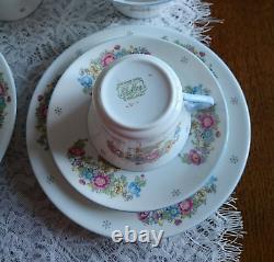 Rare Shelley Sheraton Blue 2323 Tea For Two Set with Dorothy Shape Cups 9 pieces