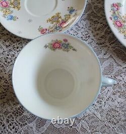 Rare Shelley Sheraton Blue 2323 Tea For Two Set with Dorothy Shape Cups 9 pieces