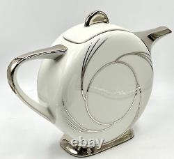 Rare T. L. B. Limoges Art Deco White & Silver Coffee-for-two Set Rooster Mark