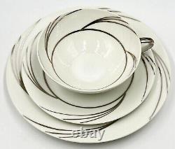 Rare T. L. B. Limoges Art Deco White & Silver Coffee-for-two Set Rooster Mark