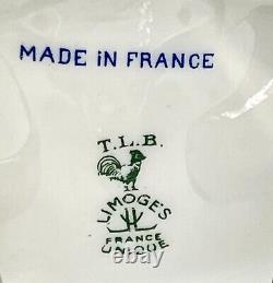 Rare T. L. B. Limoges Art Deco White & Silver Coffee-for-two Set Rooster Mark