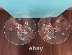 Rare Tiffany & Co Etched Ampersand Martini Glasses Set of 2 Italy Rare Tiffany & Co Etched Ampersand Martini Glasses Set of 2 Italy