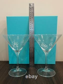 Rare Tiffany & Co Etched Ampersand Martini Glasses Set of 2 Italy