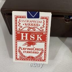 Rare Vintage AB Deluxe Collezioni Italian Leather Poker Set cards still sealed