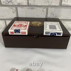 Rare Vintage AB Deluxe Collezioni Italian Leather Poker Set cards still sealed
