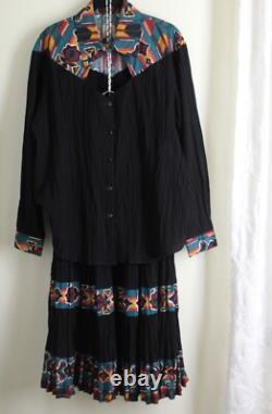 Red Rock Reflections PL P L XL Gauze Hippie Western Skirt Blouse Set Broomstick