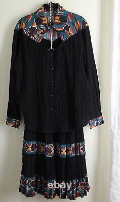 Red Rock Reflections PL P L XL Gauze Hippie Western Skirt Blouse Set Broomstick