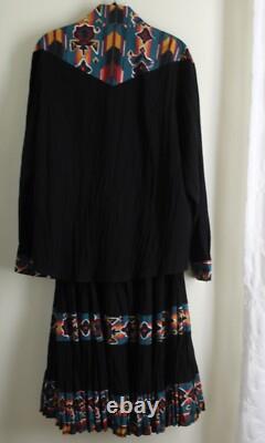 Red Rock Reflections PL P L XL Gauze Hippie Western Skirt Blouse Set Broomstick