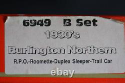 Rivarossi 6949 B Set 1930's Burlington Northern HO Coach Set RPO Roomette Duplex