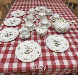 Roschild Herend Tea Set, Coffee Set, Fluted Place Plus Two Candle Sticks