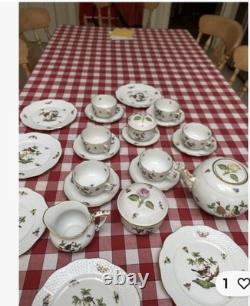 Roschild Herend Tea Set, Coffee Set, Fluted Place Plus Two Candle Sticks