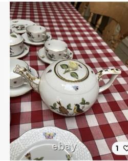 Roschild Herend Tea Set, Coffee Set, Fluted Place Plus Two Candle Sticks