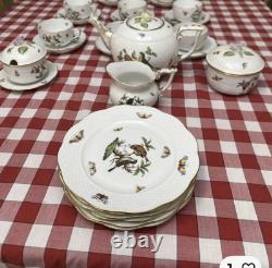 Roschild Herend Tea Set, Coffee Set, Fluted Place Plus Two Candle Sticks