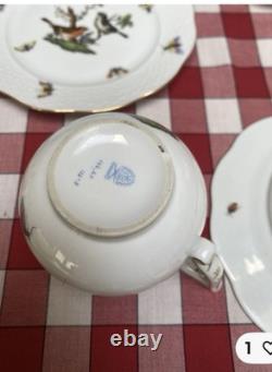 Roschild Herend Tea Set, Coffee Set, Fluted Place Plus Two Candle Sticks