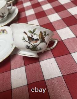 Roschild Herend Tea Set, Coffee Set, Fluted Place Plus Two Candle Sticks