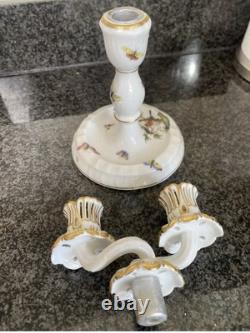 Roschild Herend Tea Set, Coffee Set, Fluted Place Plus Two Candle Sticks